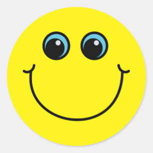 Adesivo Redondo Emoji de sorriso amarelo enfrenta