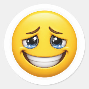 Adesivo Redondo Emoji de Sorriso Falso Dor Oculta