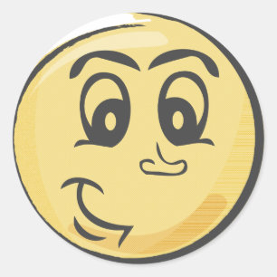 Adesivo Redondo Emoji de sorriso retro