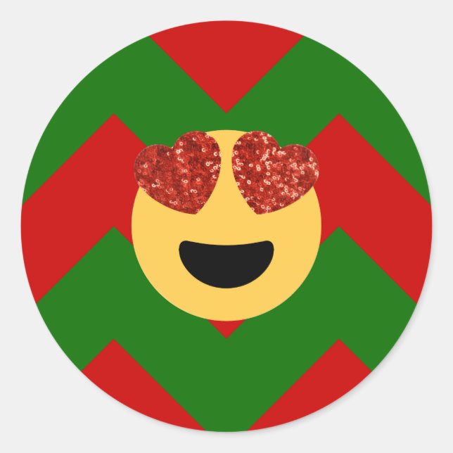 Adesivo Redondo emoji do coração de natal (Frente)