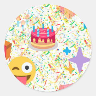 Adesivo Redondo emoji do feliz aniversario
