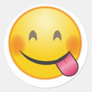 Adesivo Redondo Emoji engraçado enfrenta o amarelo delicioso