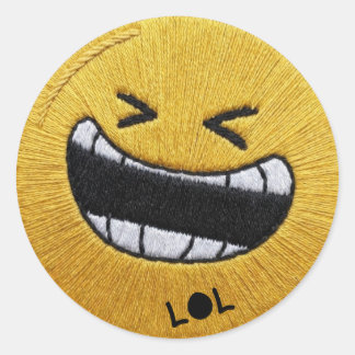 Adesivo Redondo Emoji Engraçado LOL de Rir Sticker do WhatsApp | F