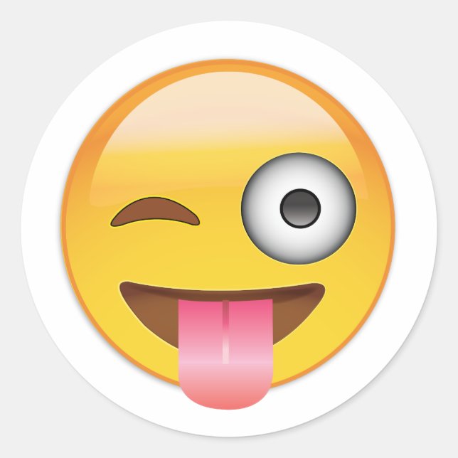 Adesivo Redondo Emoji - Face com língua (Frente)