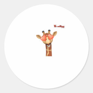 Adesivo Redondo emoji feliz amor olhos girafa