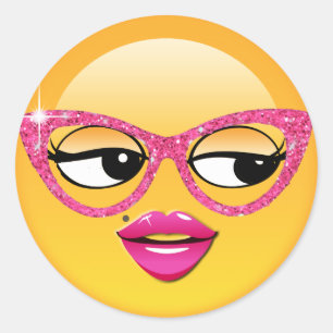 Adesivo Redondo Emoji Flirty Girl ID227