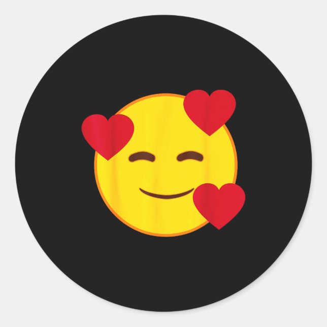 Adesivo Redondo Emoji Floating Hearts Yellow Smile Face  (Frente)