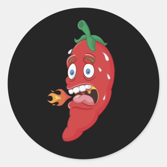 Adesivo Redondo Emoji Funny Chili Pepper Hot Molho Comida Lover (Frente)
