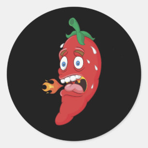Adesivo Redondo Emoji Funny Chili Pepper Hot Molho Comida Lover