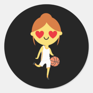 Adesivo Redondo Emoji, garota de basquete