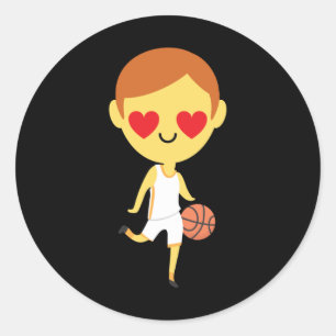 Adesivo Redondo Emoji, Garoto de Basquete
