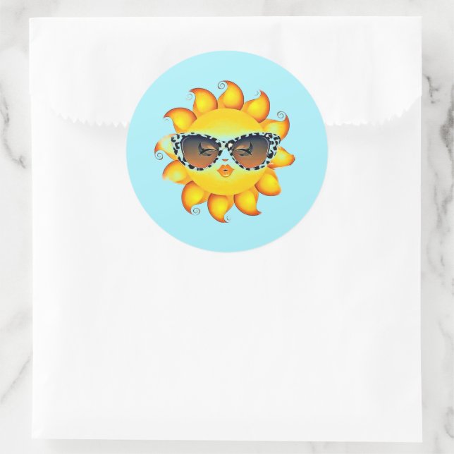 Adesivo Redondo Emoji Girl Sunvidles Round Sky Blue Stickers (Bolsa)