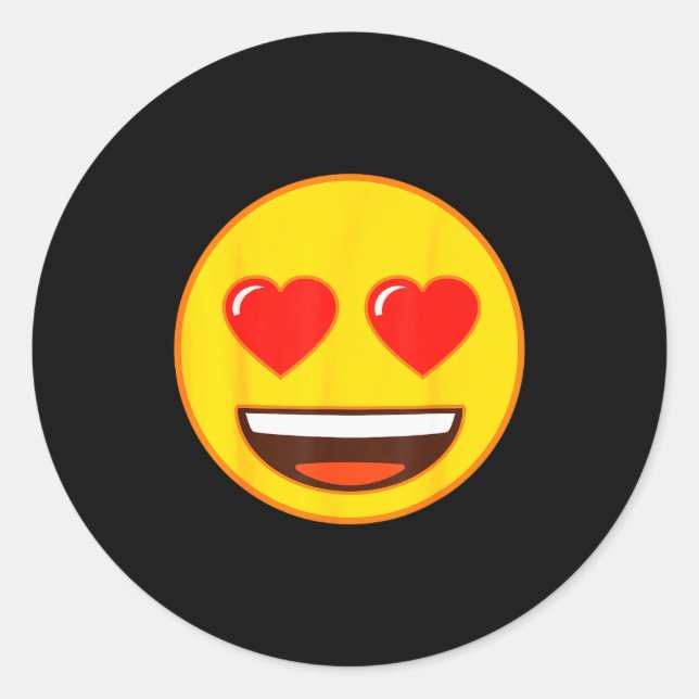 Adesivo Redondo Emoji Heart Eyes Yellow Smile Face  (Frente)