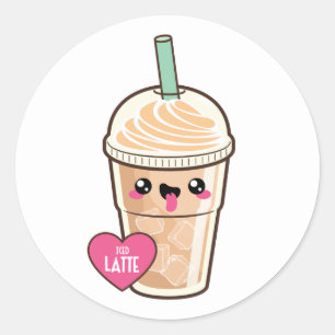 Adesivo Redondo Emoji Iced Latte