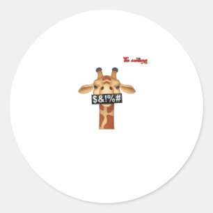 Adesivo Redondo emoji insultando a cara de girafa zangada