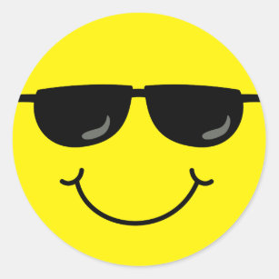 Adesivo Redondo Emoji legal enfrenta com óculos de sol