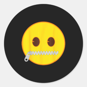 Adesivo Redondo Emoji Oficial Rosto Sorriso Amarelo Boca Zíper