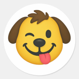 Adesivo Redondo Emoji Perro Divertido – Estilo Kawaii para Amantes