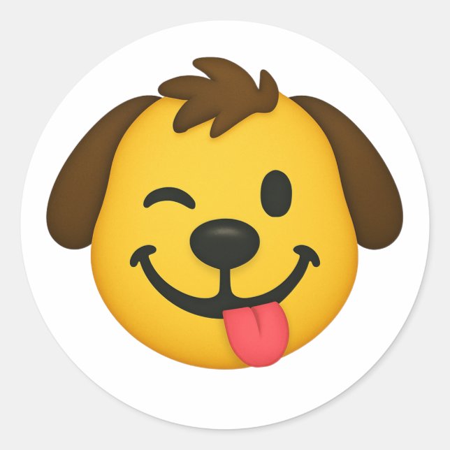 Adesivo Redondo Emoji Perro Divertido – Estilo Kawaii para Amantes (Frente)