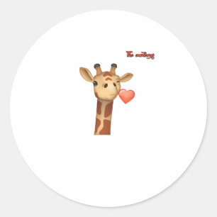 Adesivo Redondo emoji pisando beijando cara de girafa cardíaca
