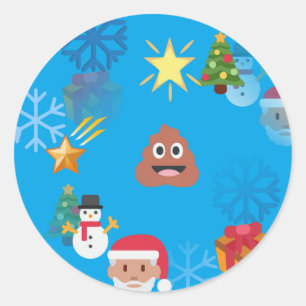 Adesivo Redondo emoji poop christmas