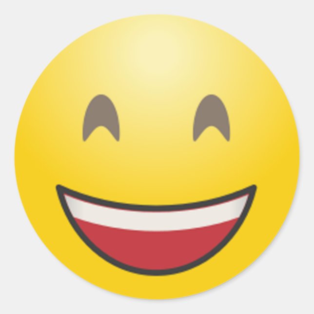 Adesivo Redondo Emoji sorrindo rosto com boca aberta e olhos sorri (Frente)