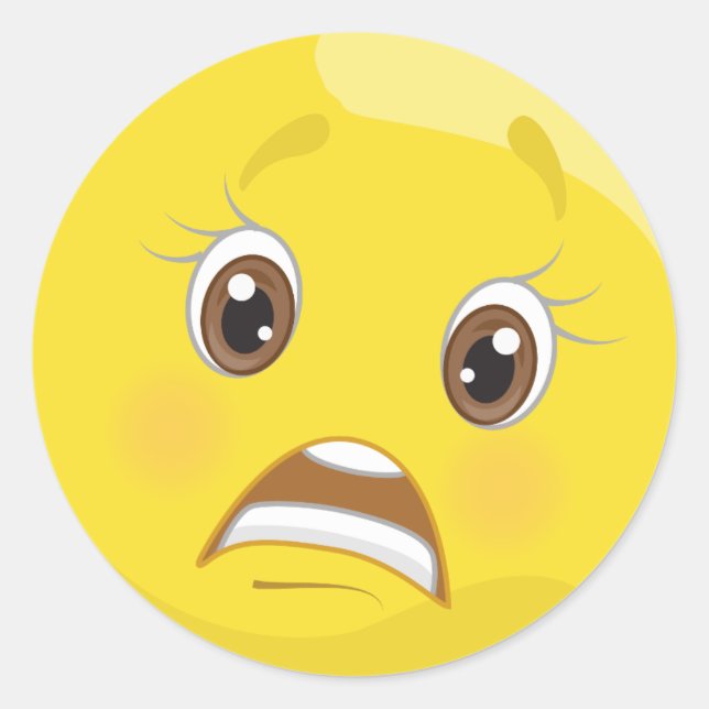 Adesivo Redondo Emoji Stickers Preocupados (Frente)
