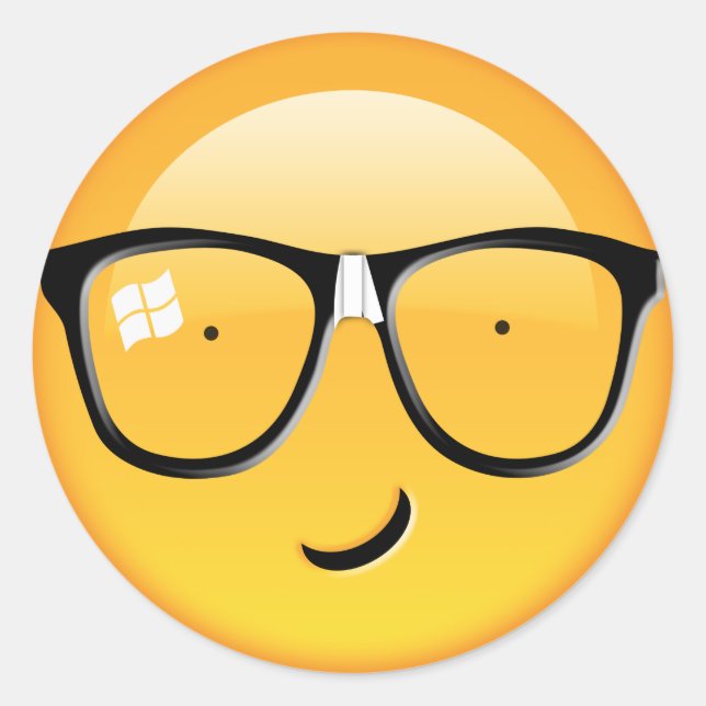 Adesivo Redondo Emoji Totalmente Techie ID229 (Frente)
