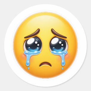 Adesivo Redondo Emoji Triste Chorando Soft Estético