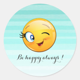 Adesivo Redondo Emoji Vencendo Adorável Seja feliz sempre