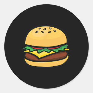 Adesivo Redondo Emoticon de Cheeseburger Hamburger Queijo Bbq 