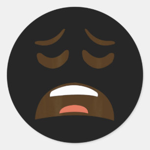 Adesivo Redondo Emoticon Fácil Halloween De Cara Cansada Escavada
