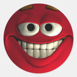 Adesivo Redondo Emoticon Red