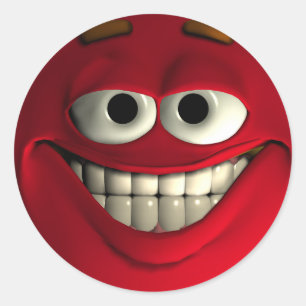 Adesivo Redondo Emoticon Red