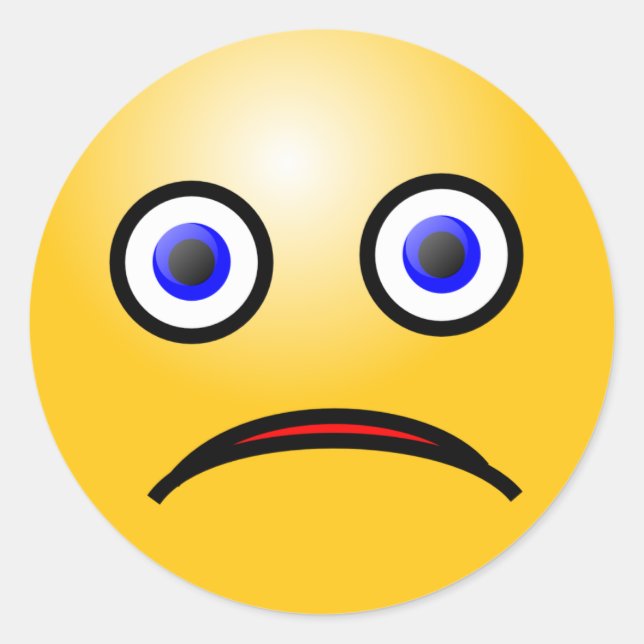 Adesivo Redondo Emoticon triste face (Frente)