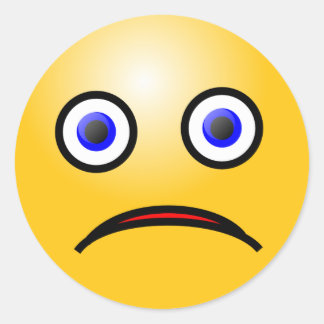 Adesivo Redondo Emoticon triste face
