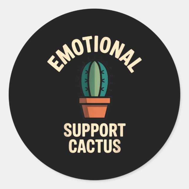 Adesivo Redondo Emotional Suprt Cactus Funny Succulent Humor Outfi (Frente)