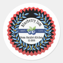 Adesivo Redondo Emperramento de mirtilo feito com amor moderno, az