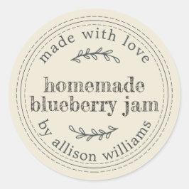 Adesivo Redondo Emperramento de mirtilo russo caseiro branco-antig