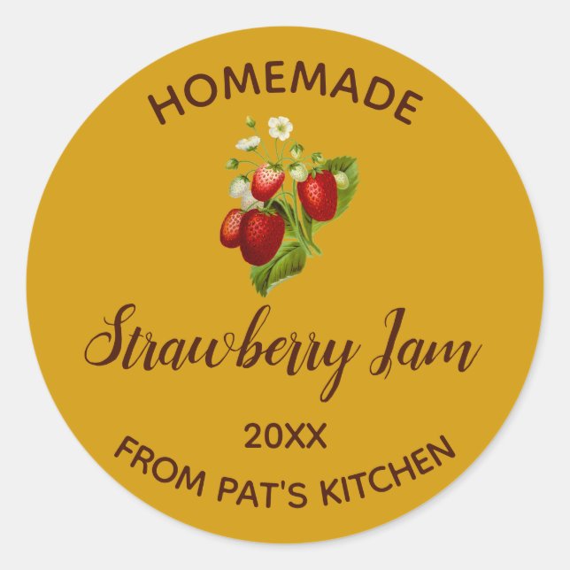 Adesivo Redondo Emperramento de morango em casa editável (Frente)