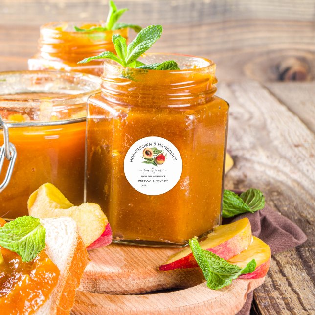 Adesivo Redondo Emperramento de Pêssego Homegrown e Feito para Mão (Criador carregado)