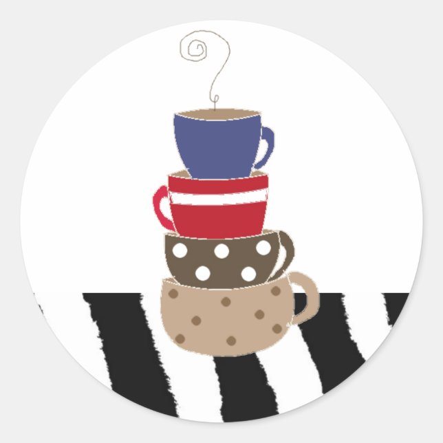 Adesivo Redondo Empilhar Copas de Café (Frente)