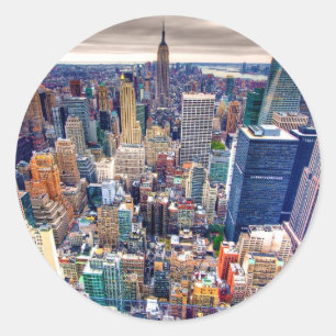 Adesivo Redondo Empire State Building e Midtown Manhattan