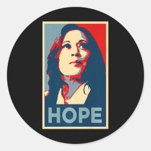 Adesivo Redondo Empower Hope Joy Kamala Harris Obama Poster 47th S