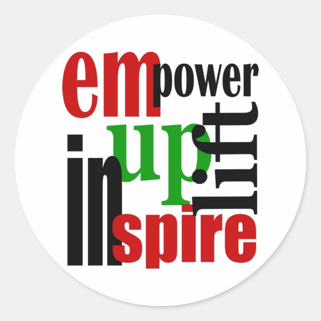 Adesivo Redondo Empower, Uplift, Inspire (Frente)