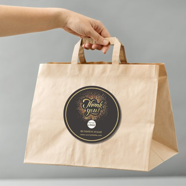 Adesivo Redondo Empresa comercial Obrigado Dourado | Adicionar LOG (Criador carregado)