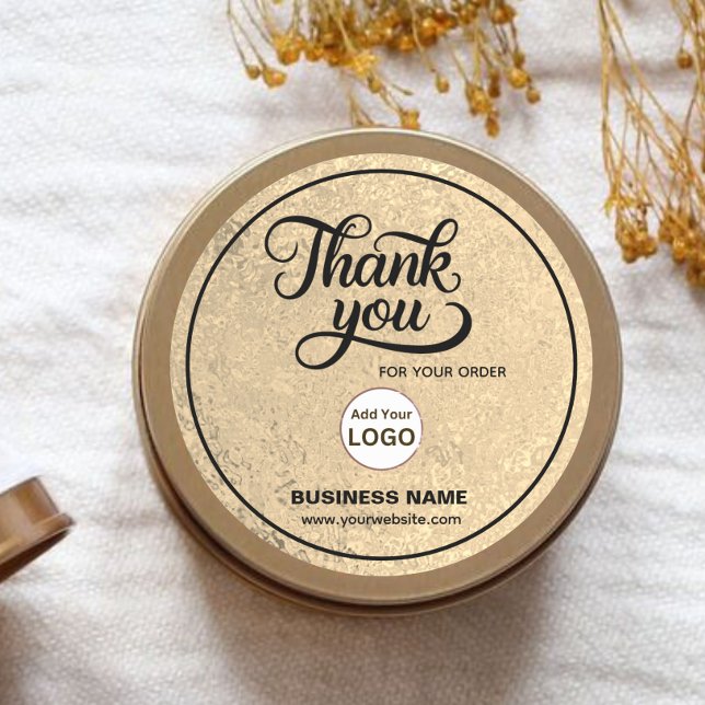 Adesivo Redondo Empresa comercial Obrigado Preto Dourado | Adicion (Criador carregado)