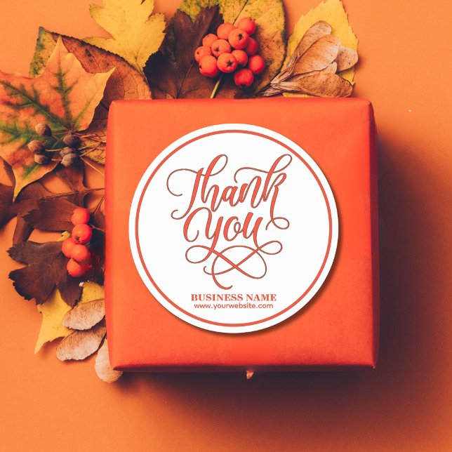 Adesivo Redondo Empresa comercial Obrigado vermelho | Adicionar LO (Criador carregado)