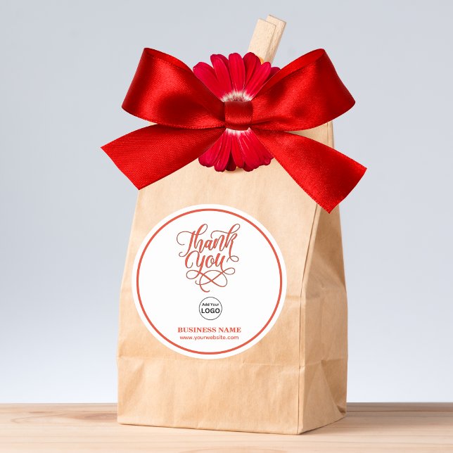 Adesivo Redondo Empresa comercial Obrigado vermelho | Adicionar LO (Criador carregado)