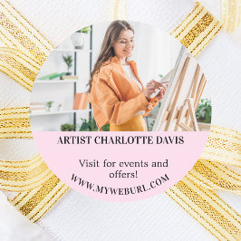 Adesivo Redondo Empresa de código QR de foto do designer de artist